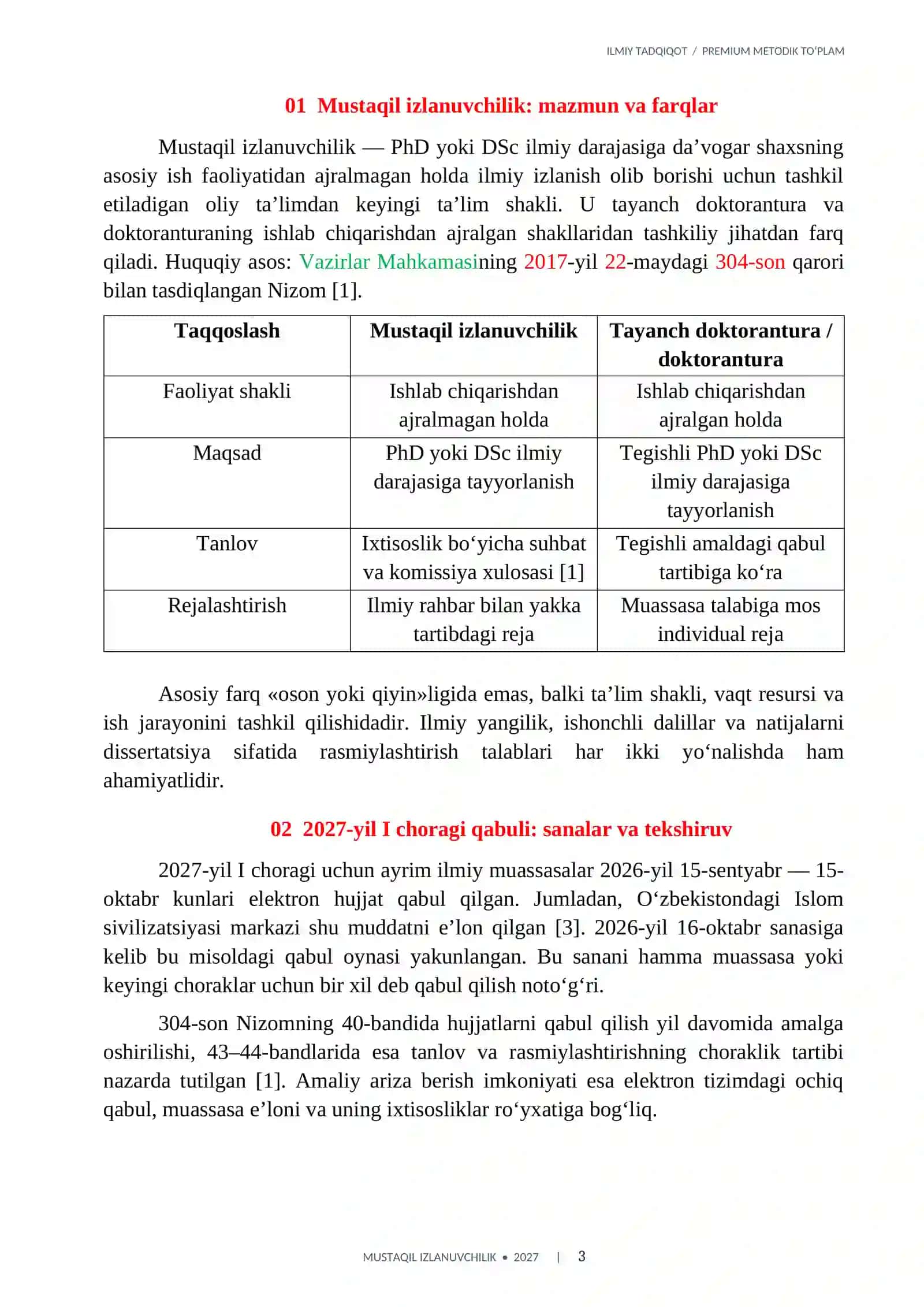 MUSTAQIL IZLANUVCHILIK PhD DSc 2027 PREMIUM .docx 3