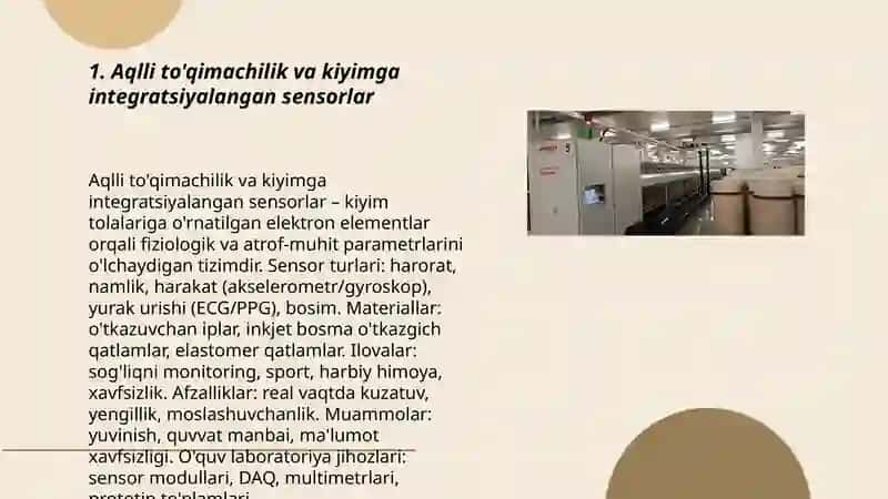 To'qimachilik sohasidagi ilg'or texnologiyalar va o'quv laboratoriyasiga o'rnatilgan uskunalar bilan tanishish. 3