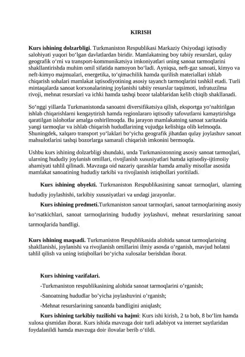 Turkmaniston Respublikasi alohida sanoat tarmoqlarining joylanishi va rivojlanishi 3