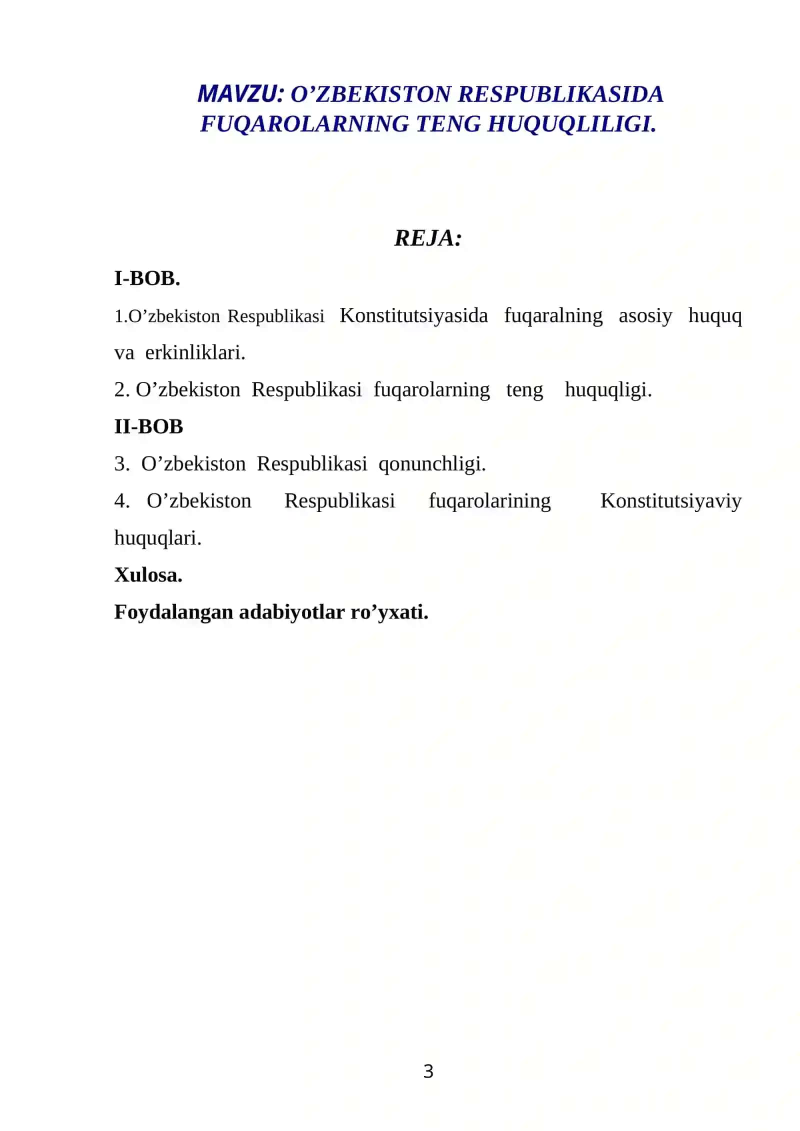 O’ZBEKISTON RESPUBLIKASIDA FUQAROLARNING TENG HUQUQLILIGI 3
