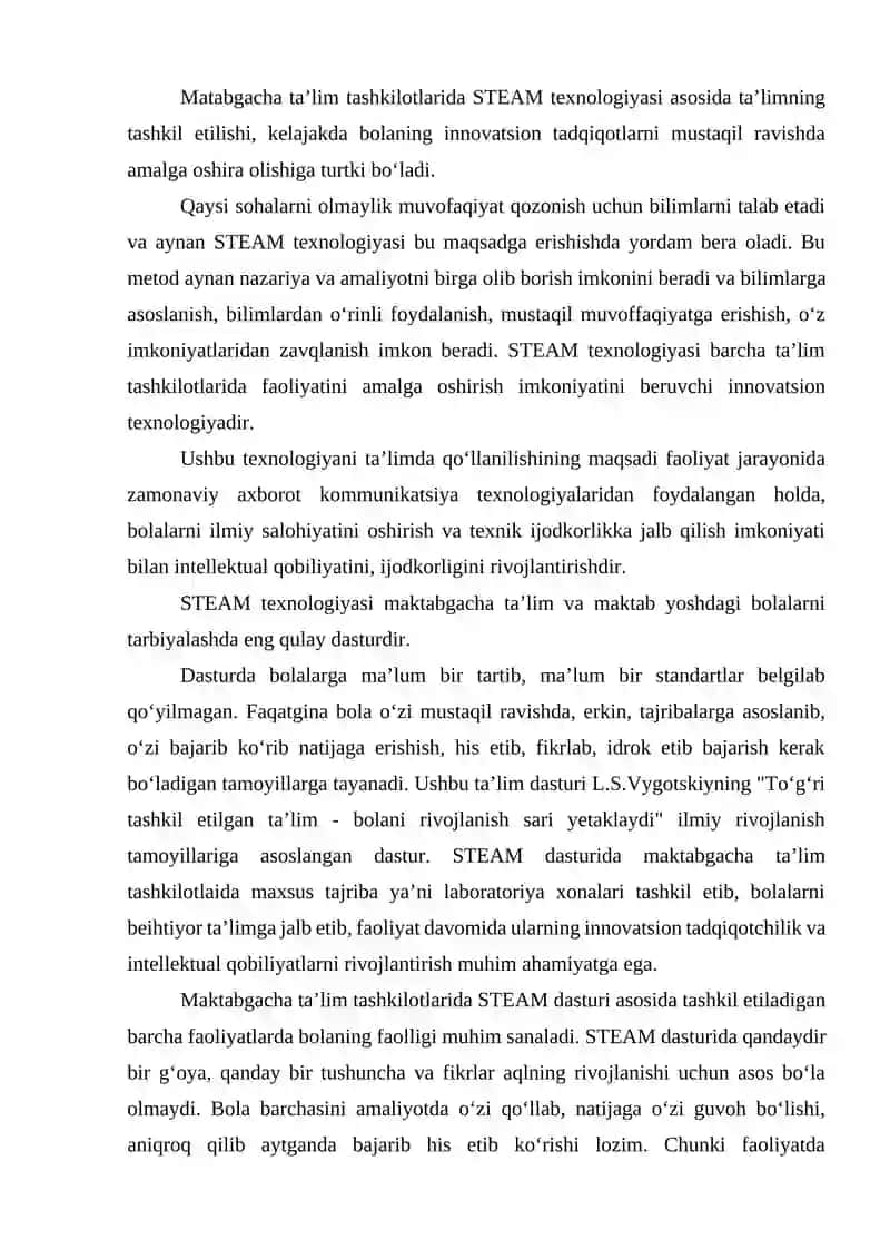 BOSHLANG‘ICH TA’LIMDA TABIIY VA BADIIY-ESTETIK TARBIYANING INTEGRATSIYASIDA STEAM TA’LIM TEXNOLOGIYASINI QO‘LLASH 3