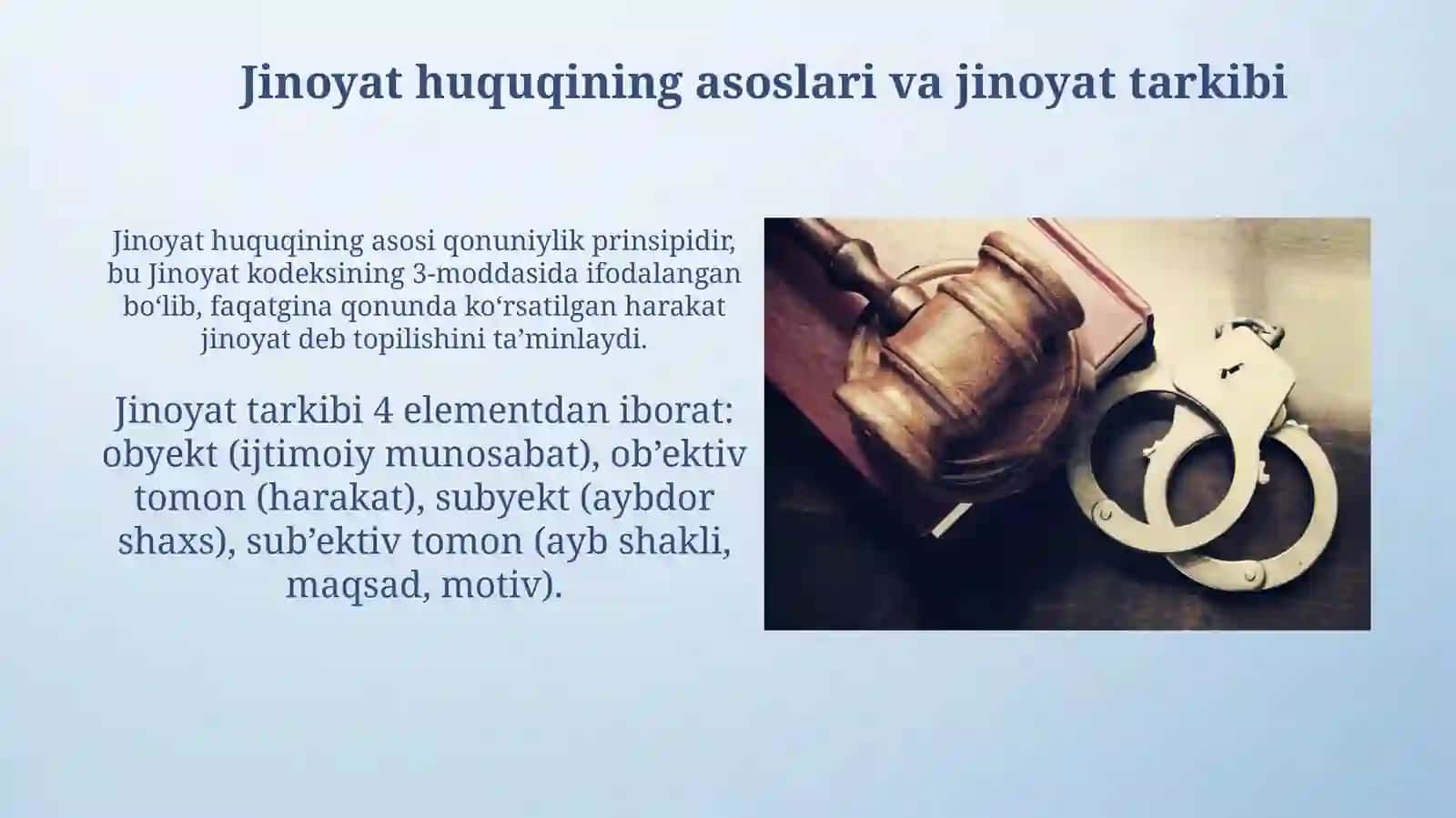 Jinoyat huquqining asoslari va jinoyat tarkibi 3
