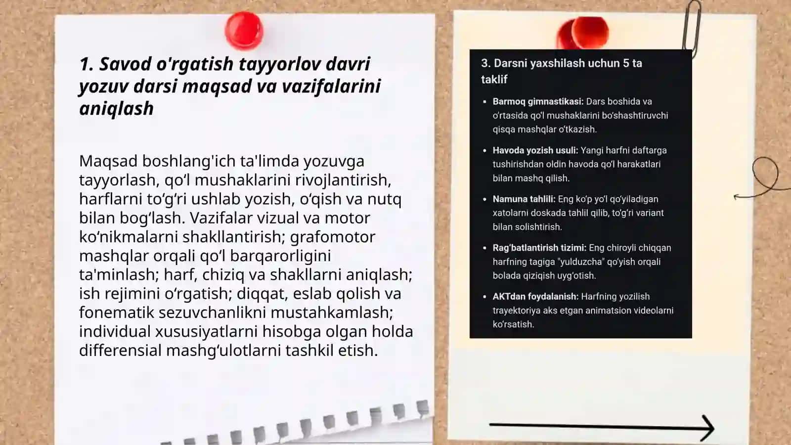Savod o'rgatish tayyorlov davri yozuv darsi uchun metodik tavsiyalar 3