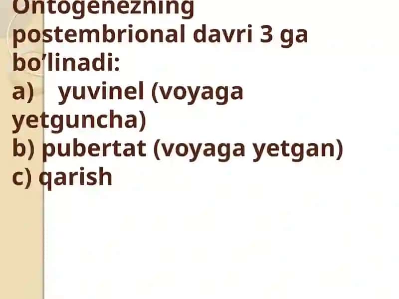 Organizmlarning ko‘payishi va postembrional rivojlanishning umumiy qonuniyatlari 3