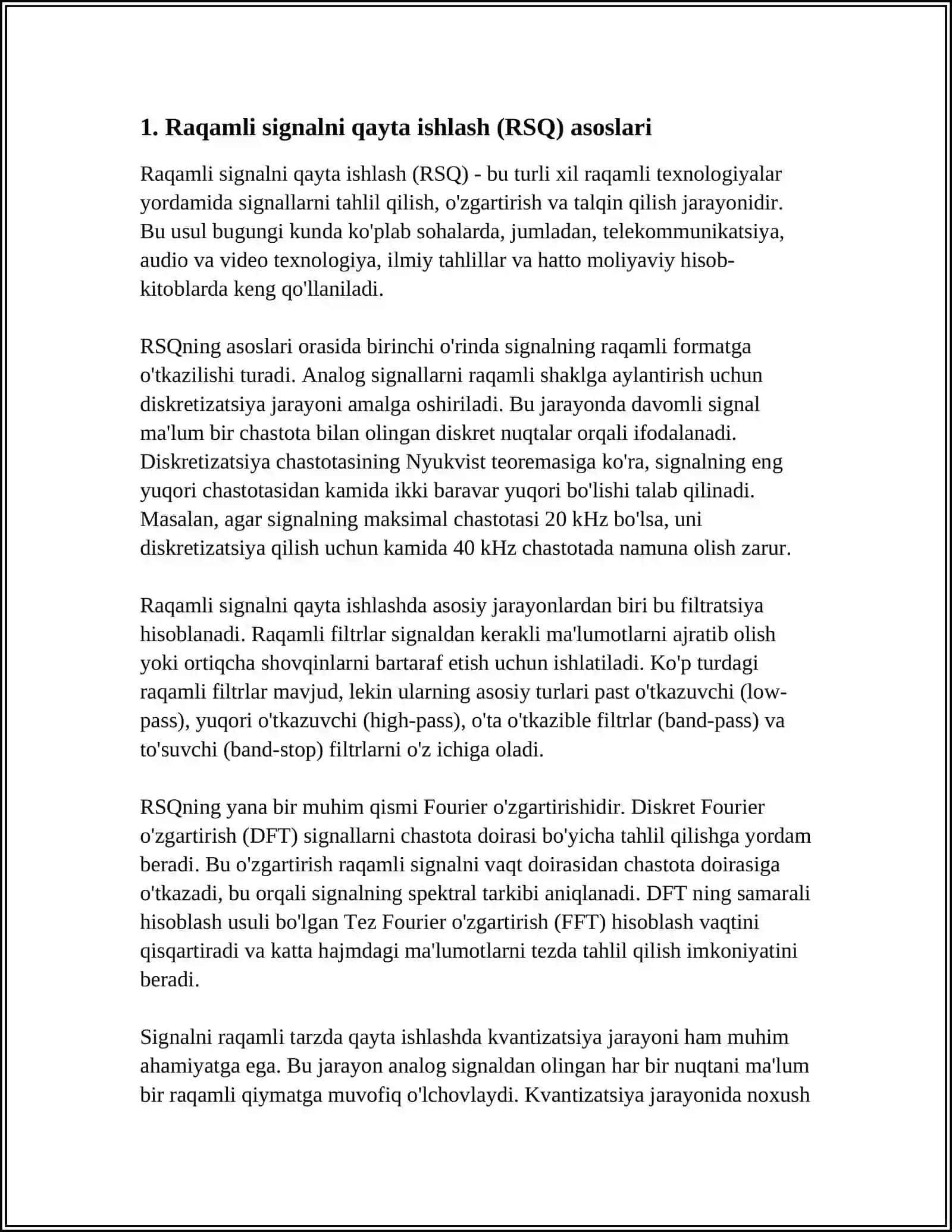 RAQAMLI SIGNAL VA O'RNATILGAN TIZIM PROTSESSORLARI 3