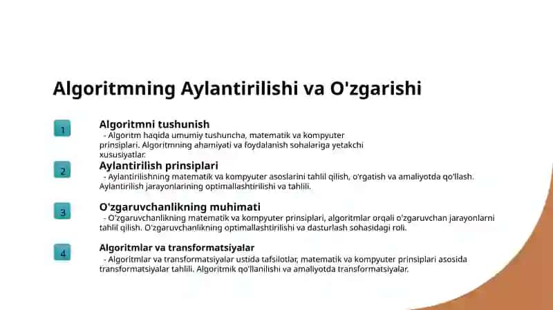 Algoritm va aylantiriladigan omillar 3