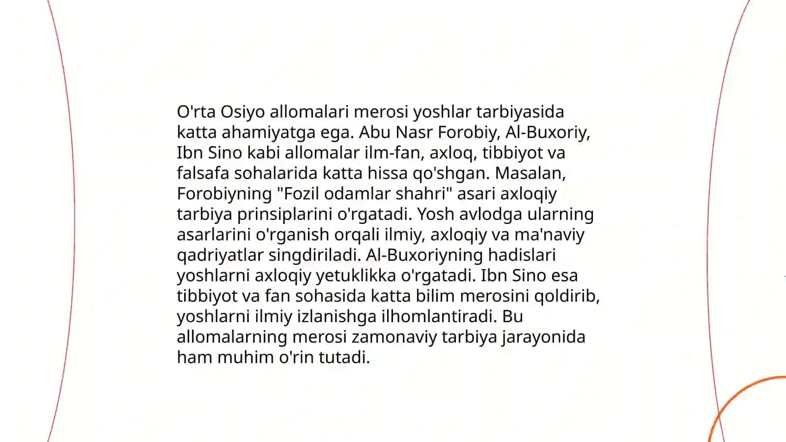 Yuksak ma’naviyatli yoshlarni tarbiyalashda O‘rta Osiyo allomalari ilmiy merosining o‘rni 3