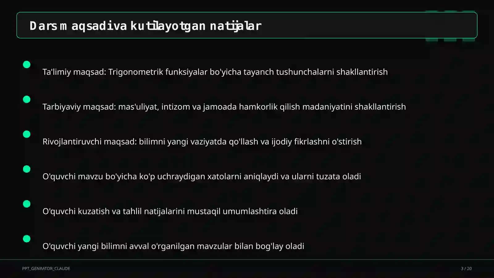 Trigonometrik funksiyalar (10-sinf) 3