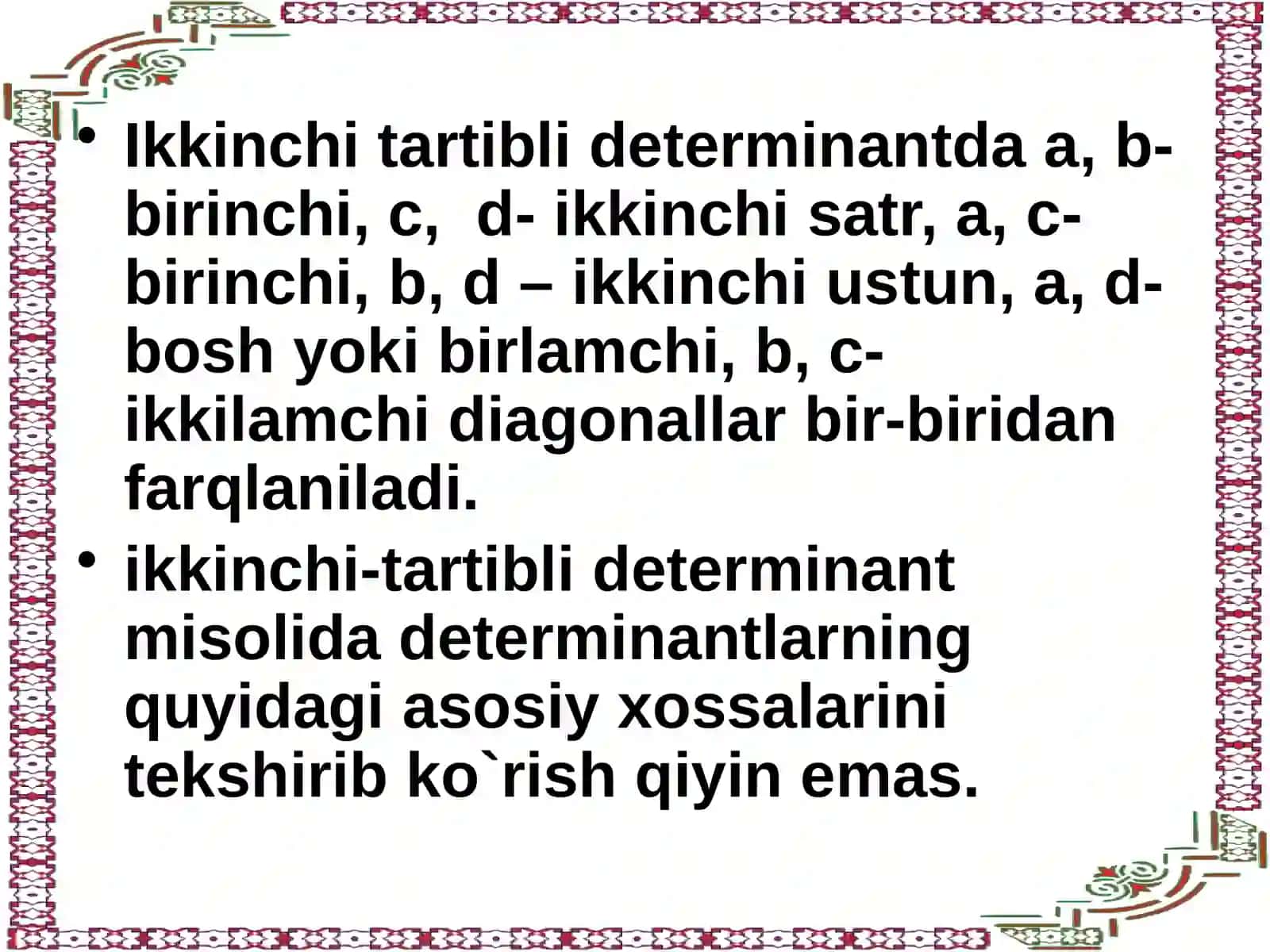 Ikkinchitartiblideterminant 3