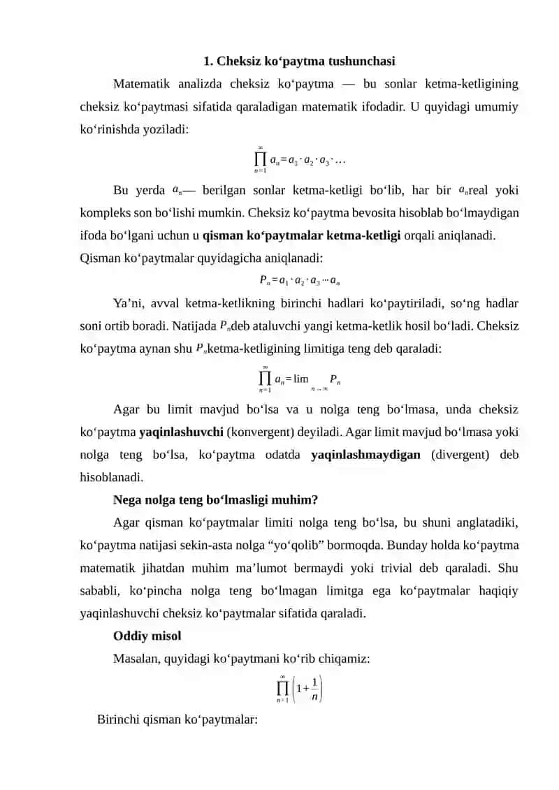 Cheksiz ko‘paytmalar 3