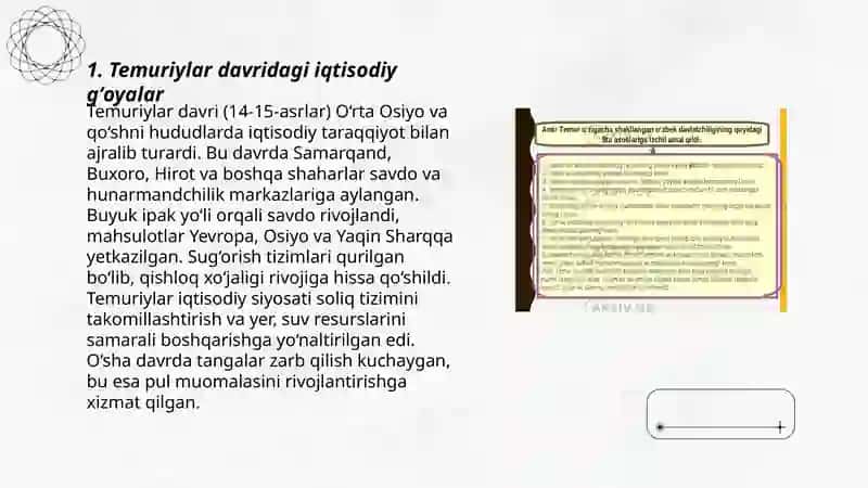 Temuriylar davri iqtisodiy gʻoyalarning taʼsiri 3