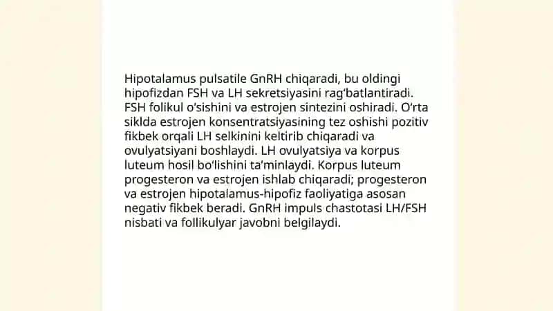 Jinsiy siklning gormonal boshqaruv mexanizmi 3
