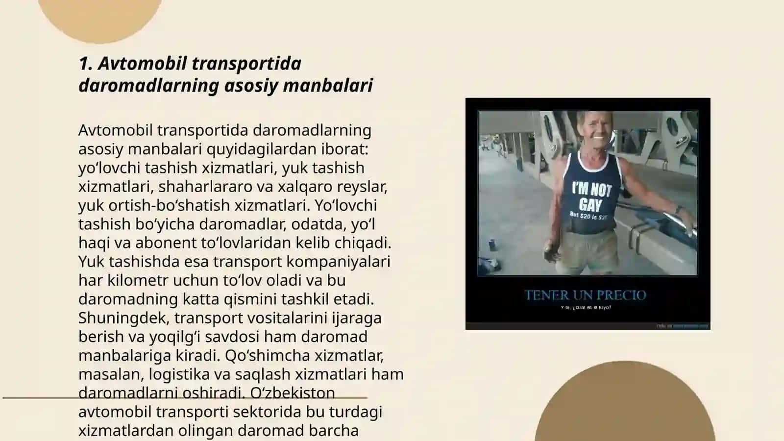 Avtomobil transportida daromadlar turlari va uning tahlili 3