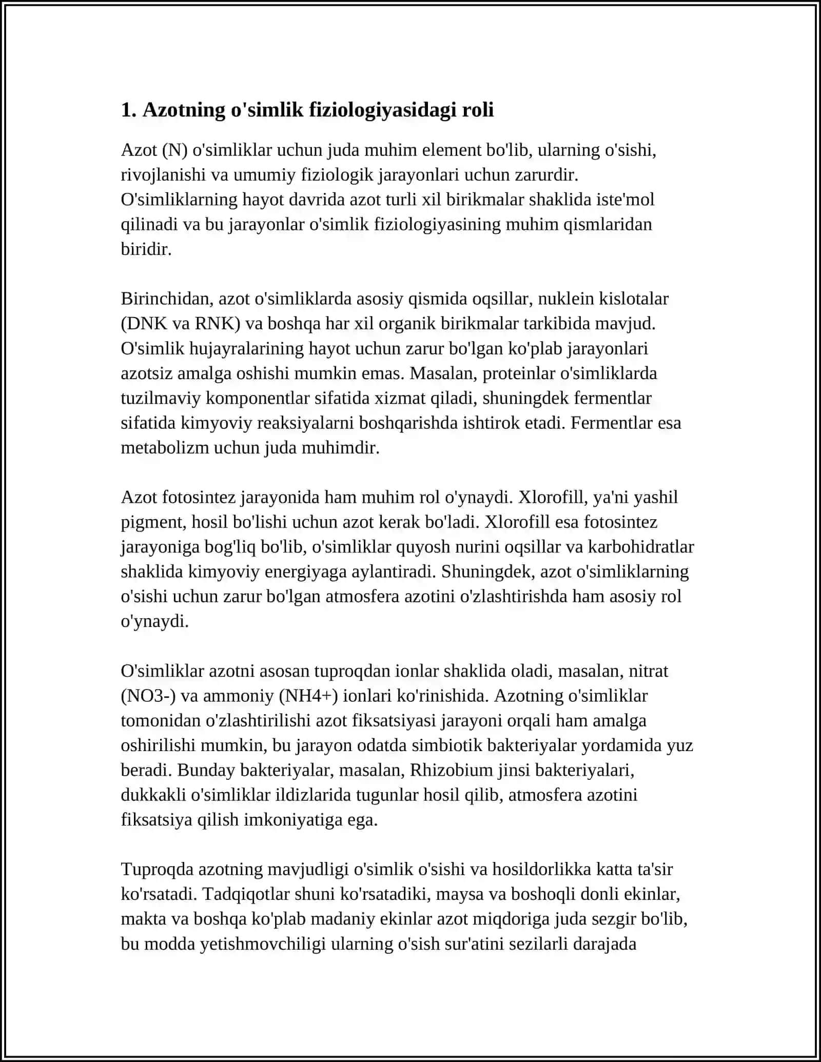 AZOTNING OʻSIMLIKLARDAGI AHAMIYATI 3