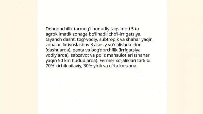 Sanoat va qishloq xo'jaligi geografiyasi fanining dehqonchilik tarmog'i 3