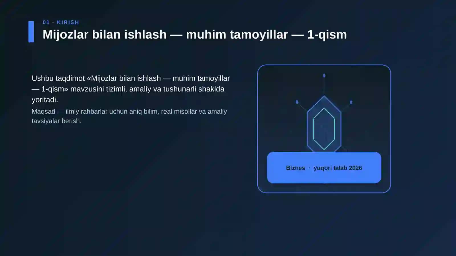 Mijozlar bilan ishlash — muhim tamoyillar — 1-qism 3