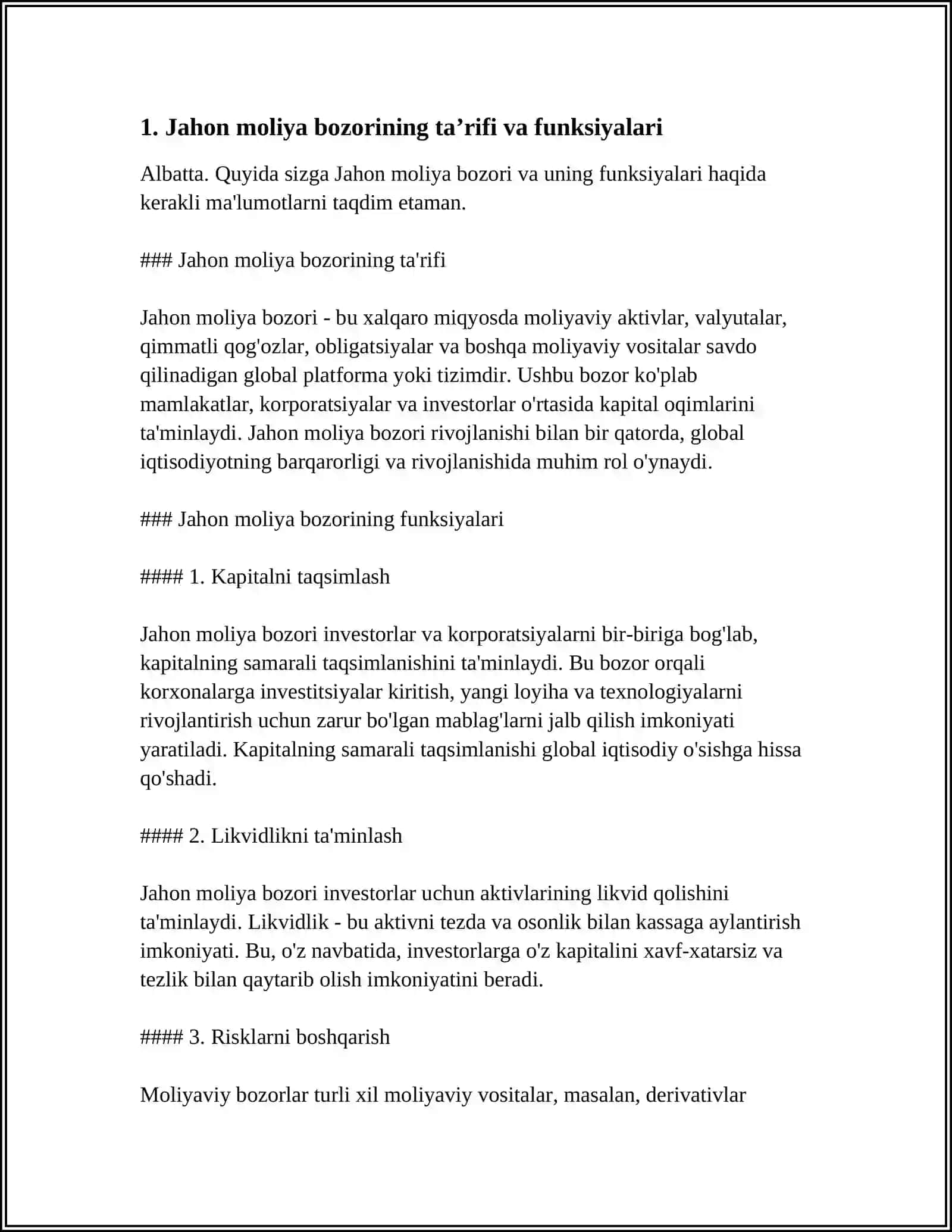 JAHON MOLIYA BOZORI VA UNING TUZILISHI 3
