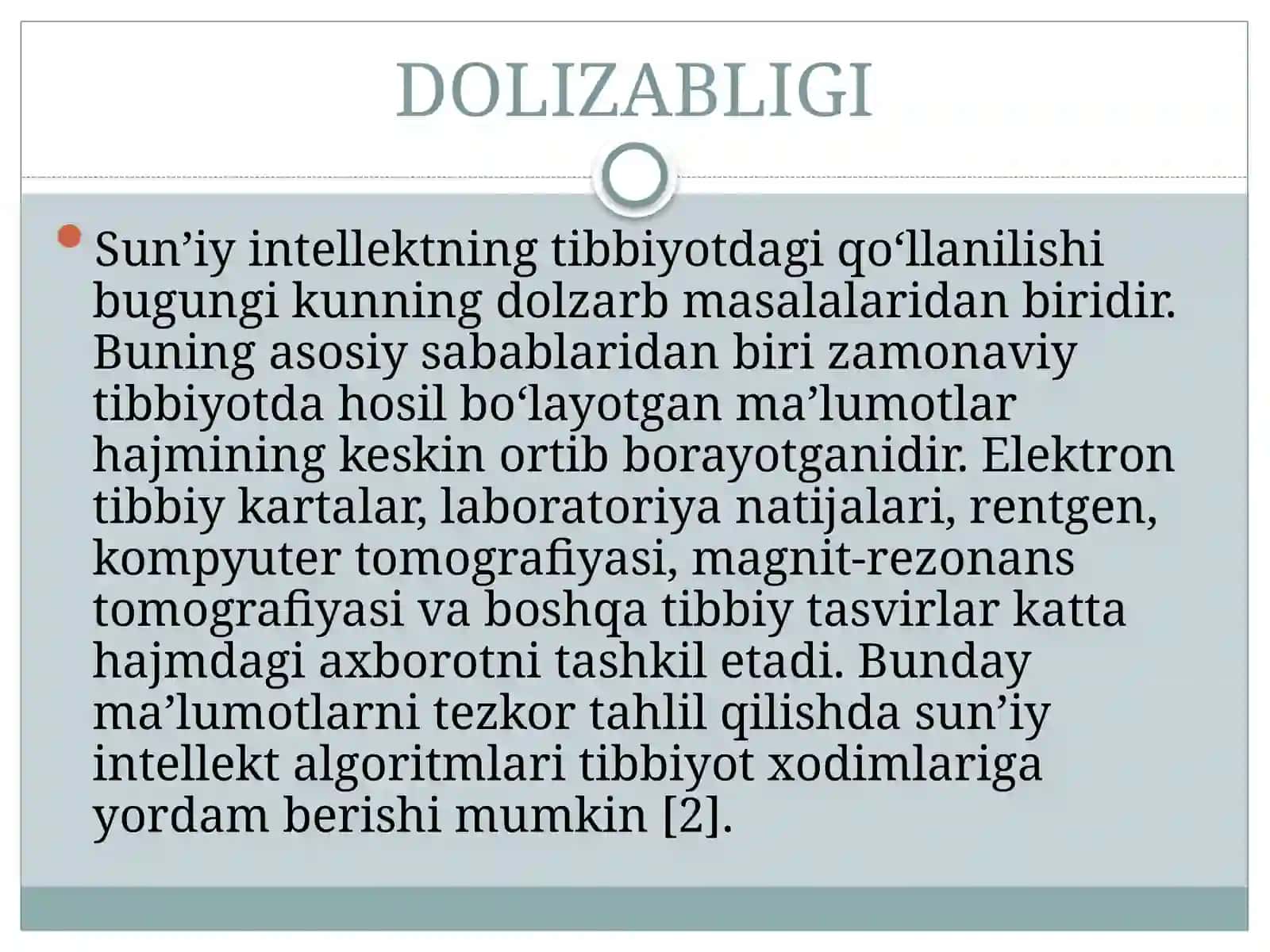 SUN’IY INTELEKTNING TIBBIYOTDAGI ROLI 3