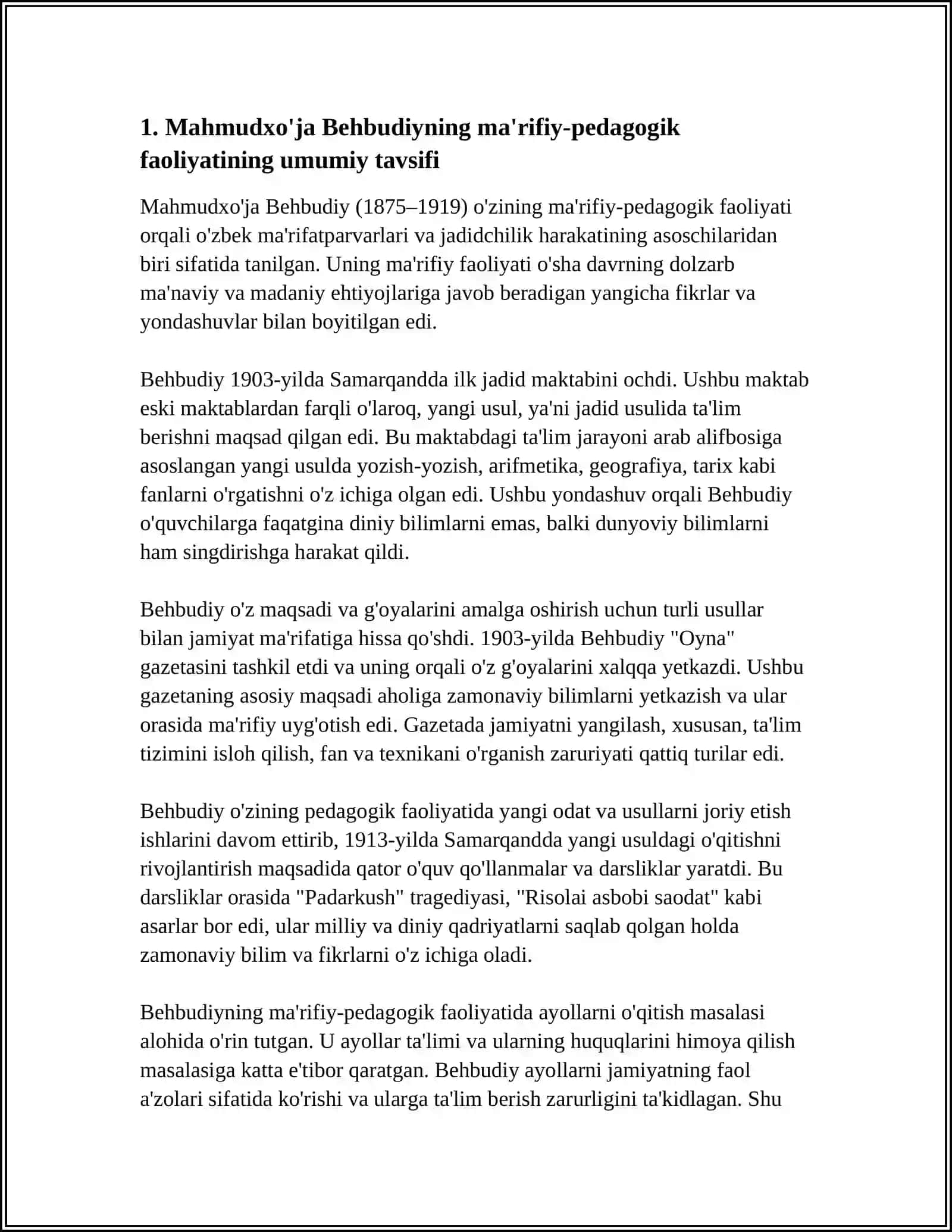 MAHMUDXOʻJA BEHBUDIYNING MAʼRIFIY-PEDAGOGIK FAOLIYATI 3