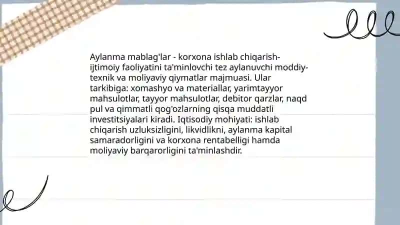 Aylanma mablag'lar mavzusi 3