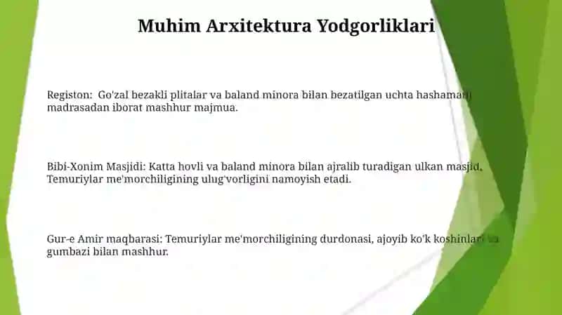 Amir Temur davri va meʼmorchiligi 3