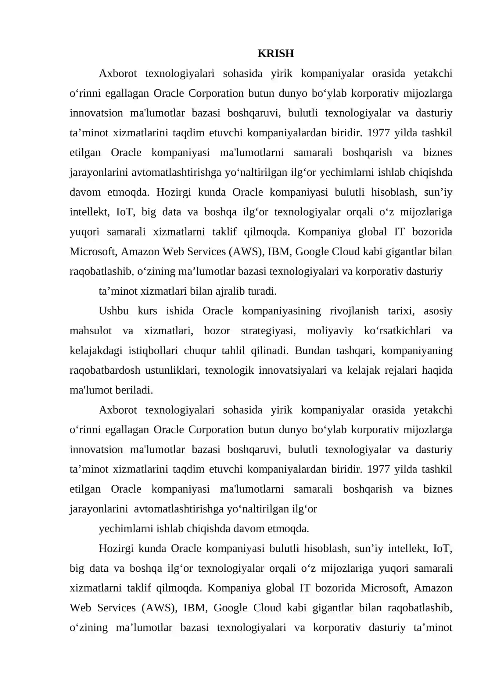 ORACLE KOMPANIYASI 3