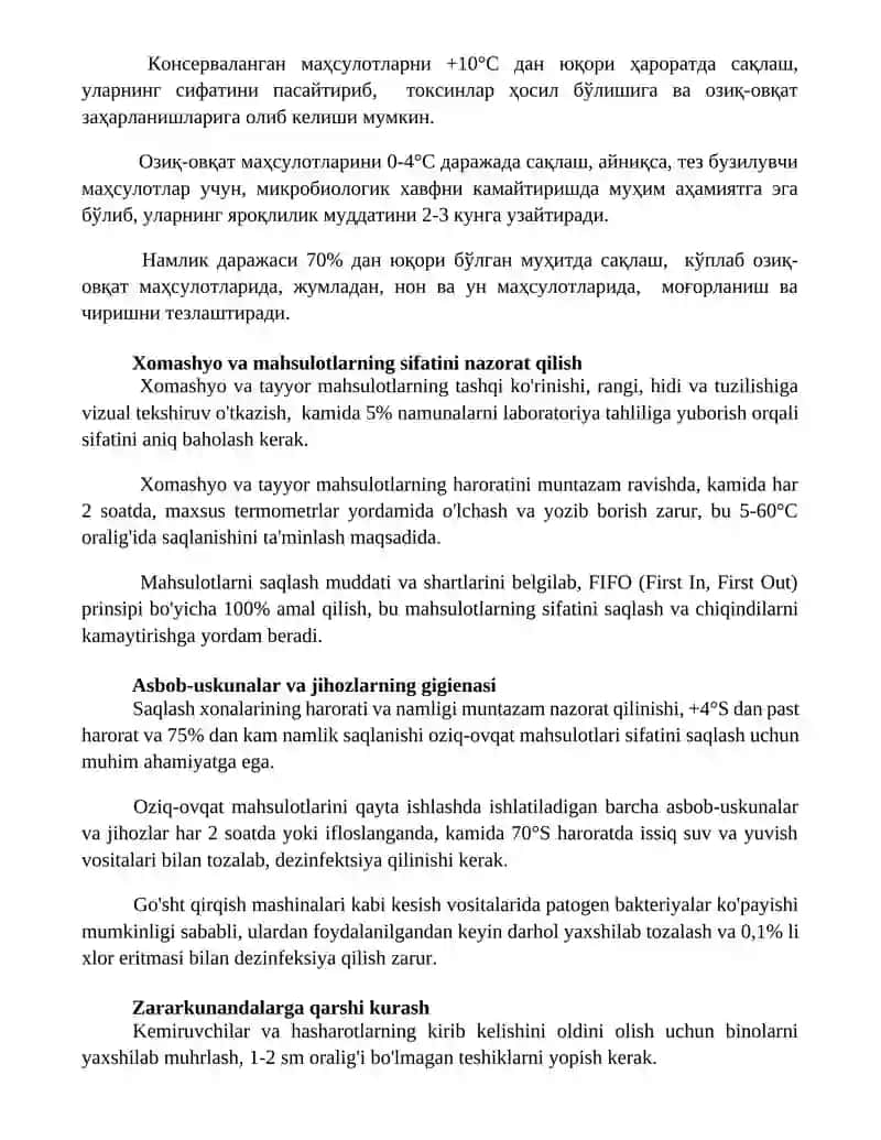 Oziq-ovqat gigiyenasining umumiy tamoillari 3