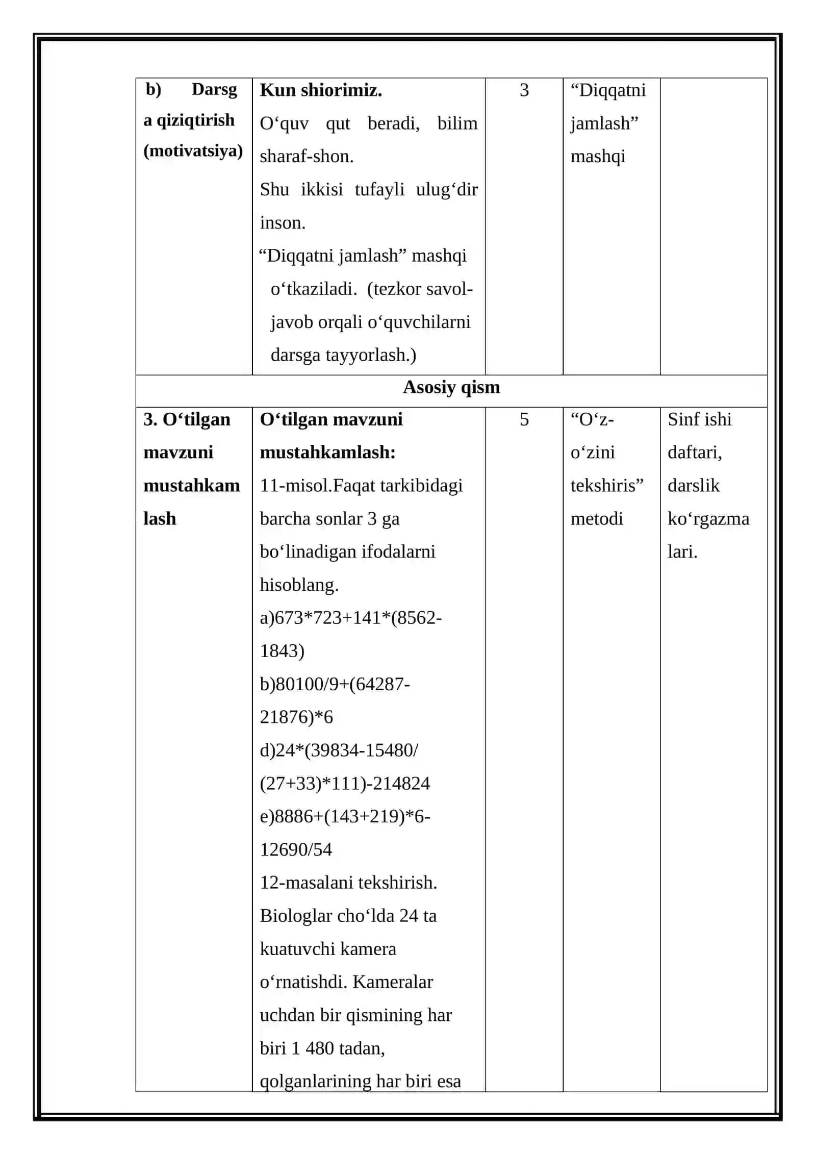 9 ga bo'linish alomati (Mikrodars Ishlanma) 3