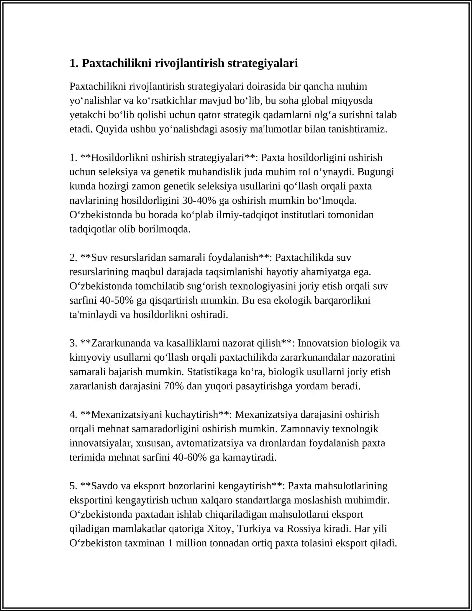 XORAZM VILOYATI QISHLOQ XO’JALIGI VA SANOAT SOHASINI RIVOJLANTIRISH YO’NALISHLARI 3