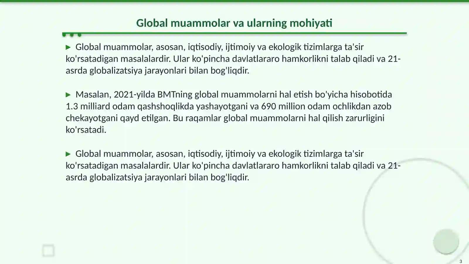 Global muammolar bo'yicha kelishuv 3