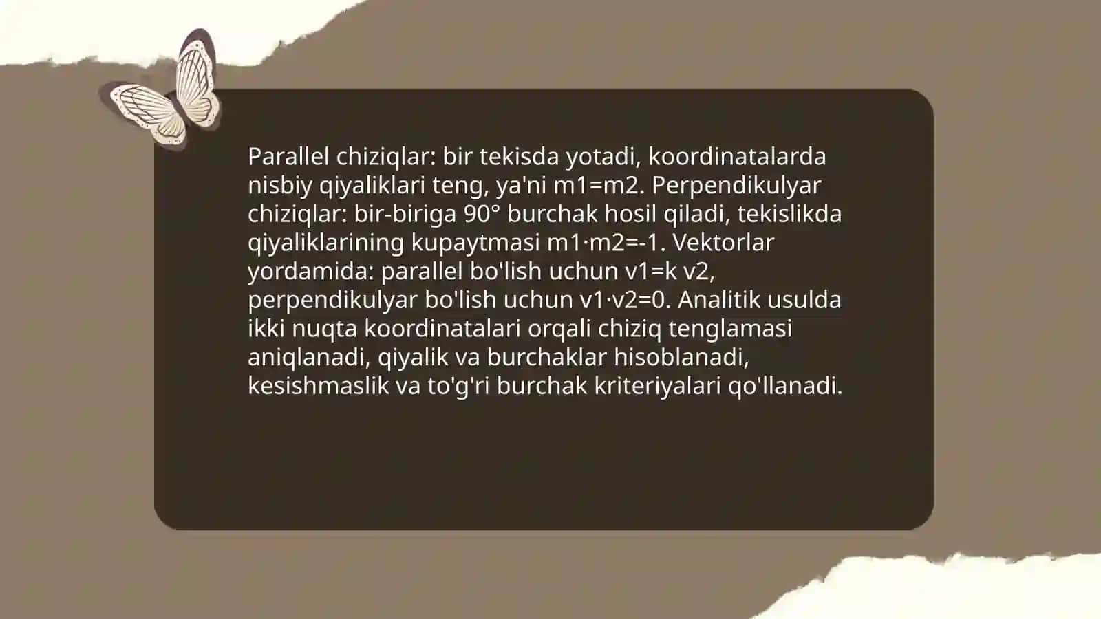 Geometrik figuralar orasidagi pozitson va metrik munosabatlarni tekshirish 3