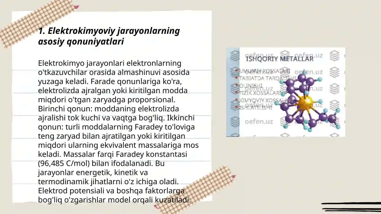 Elektrokimyoviy jarayonlarning kinetik qonuniyatlarni aniqlash. Metallar korroziyasi jarayonlari 3