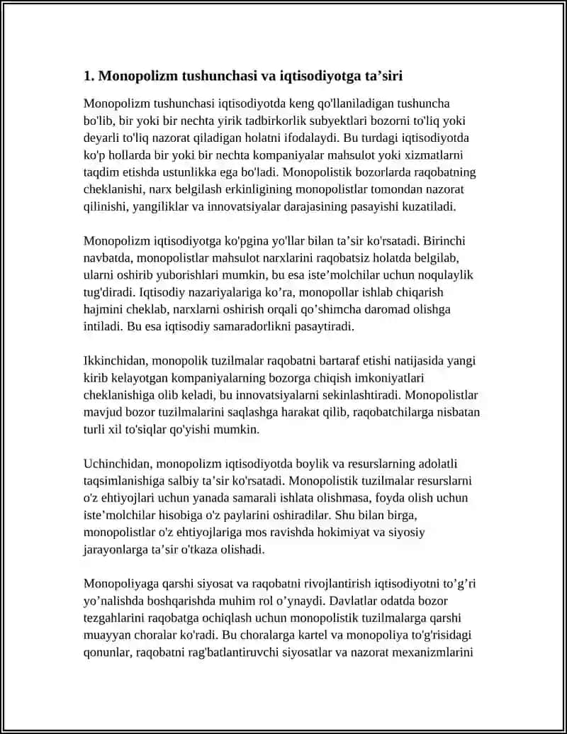 IQTISODIYOTDA MONOPOLIZMGA QARSHI SIYOSAT VA RAQOBATNI RIVOJLANTIRISH 3