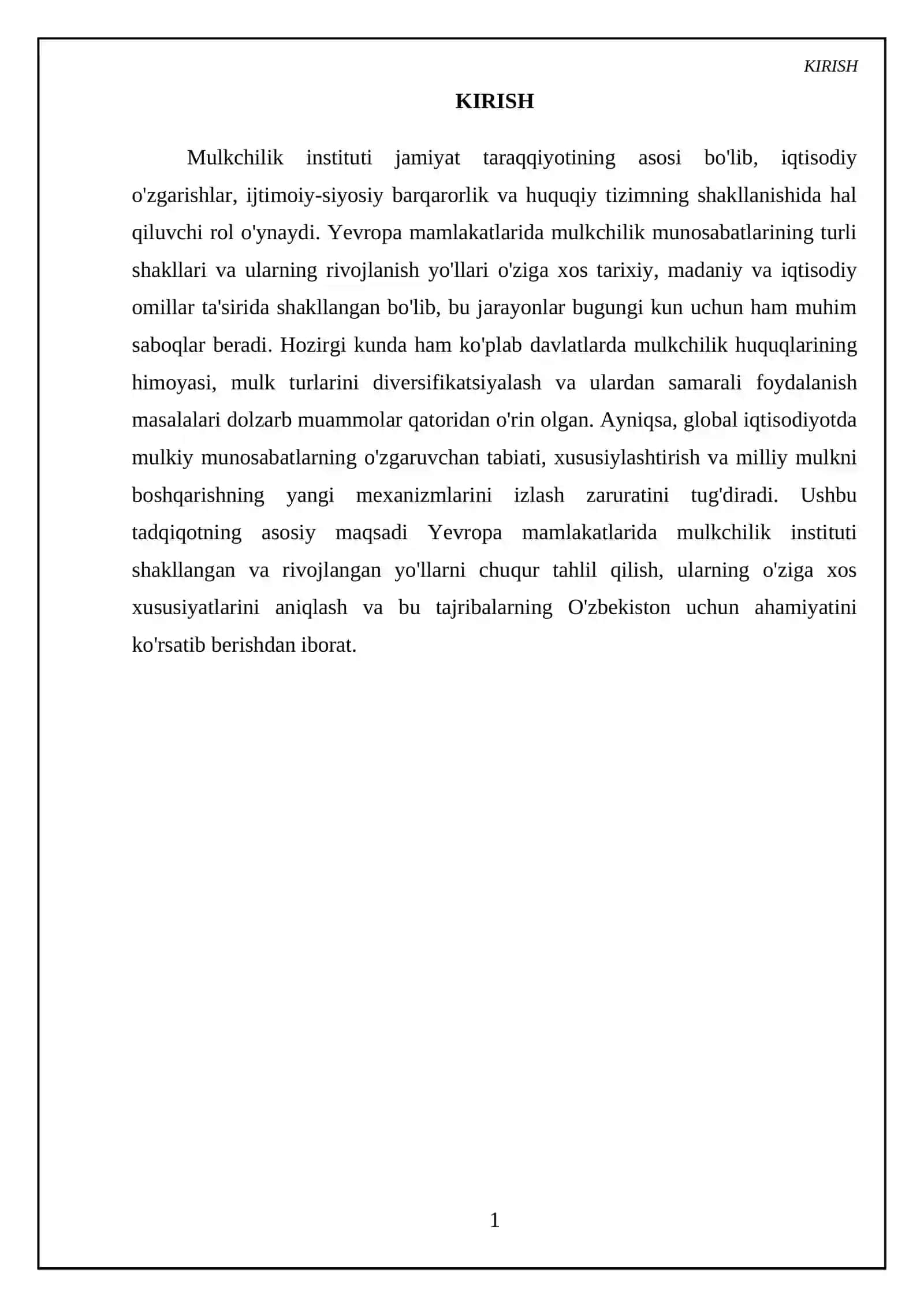 Mulkchilik instituti rivojlanishning Yevropa mamlakatlarida shakllangan yoʻllari 3