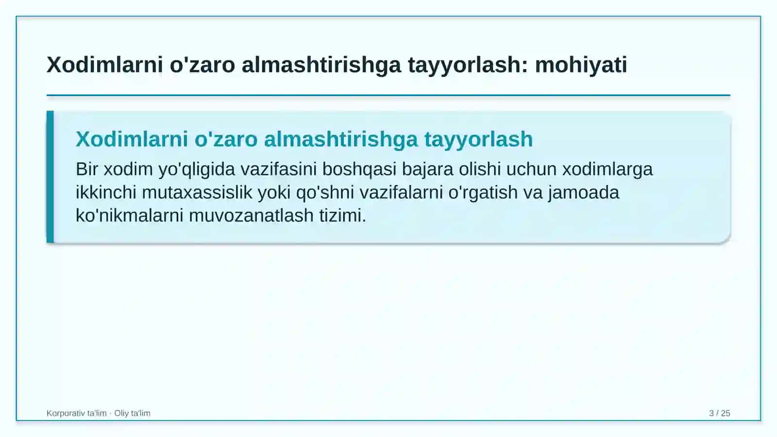 Kiyim-kechak do'konlarida xodimlarni o'zaro almashtirishga tayyorlash 3