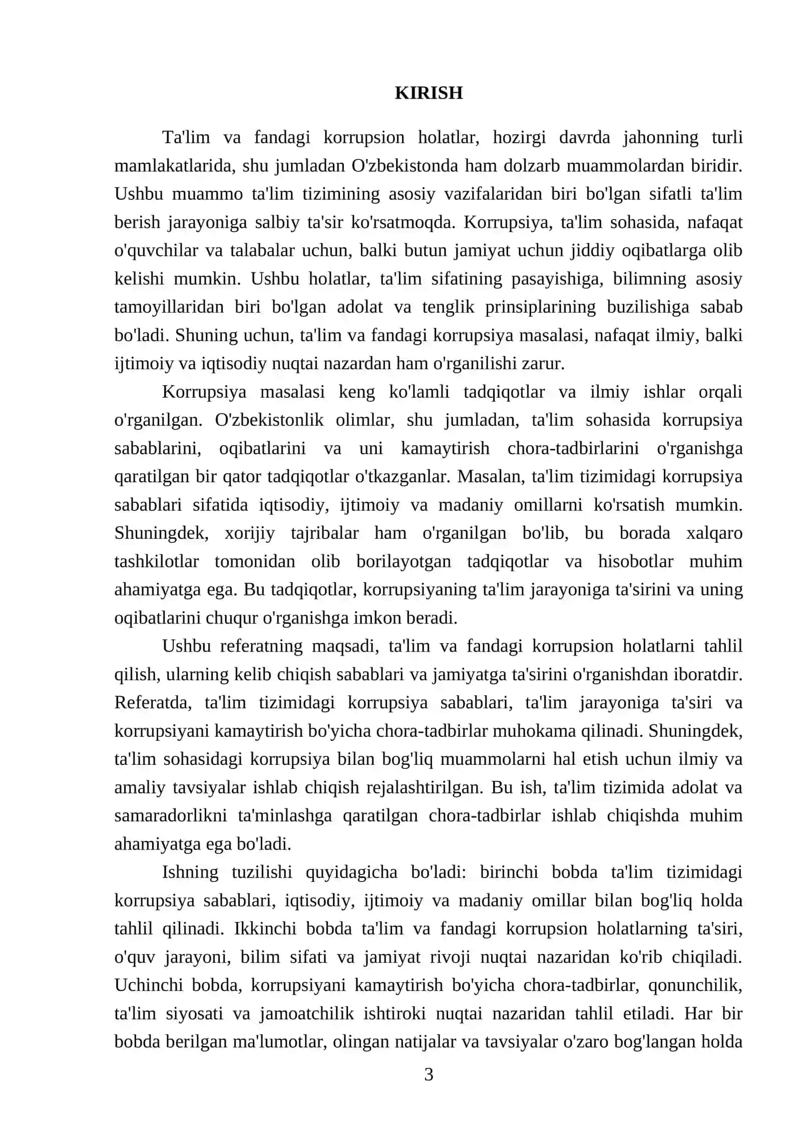 Ta'lim va fandagi korrupsion holatlar. Ularni kelib chiqish sabablari va oqibatlari 3