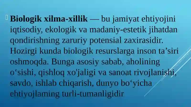 Qizil Kitob va Biologik Xilma-Xillik 3