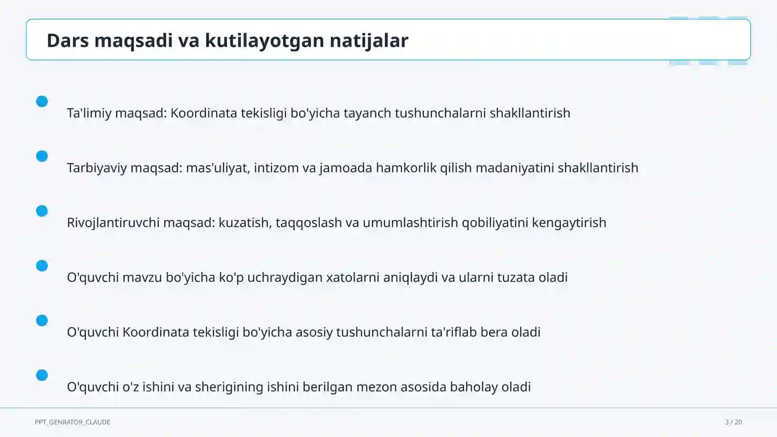 Koordinata tekisligi (6-sinf) 3