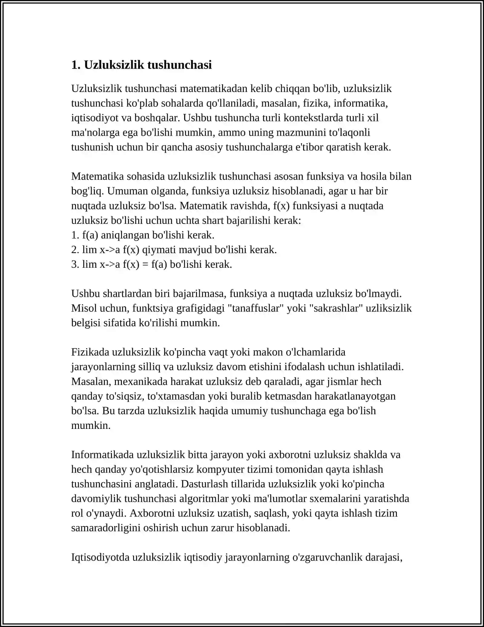 FUNKTSIYANING UZLUKSIZLIGI VA HOSILASI 3