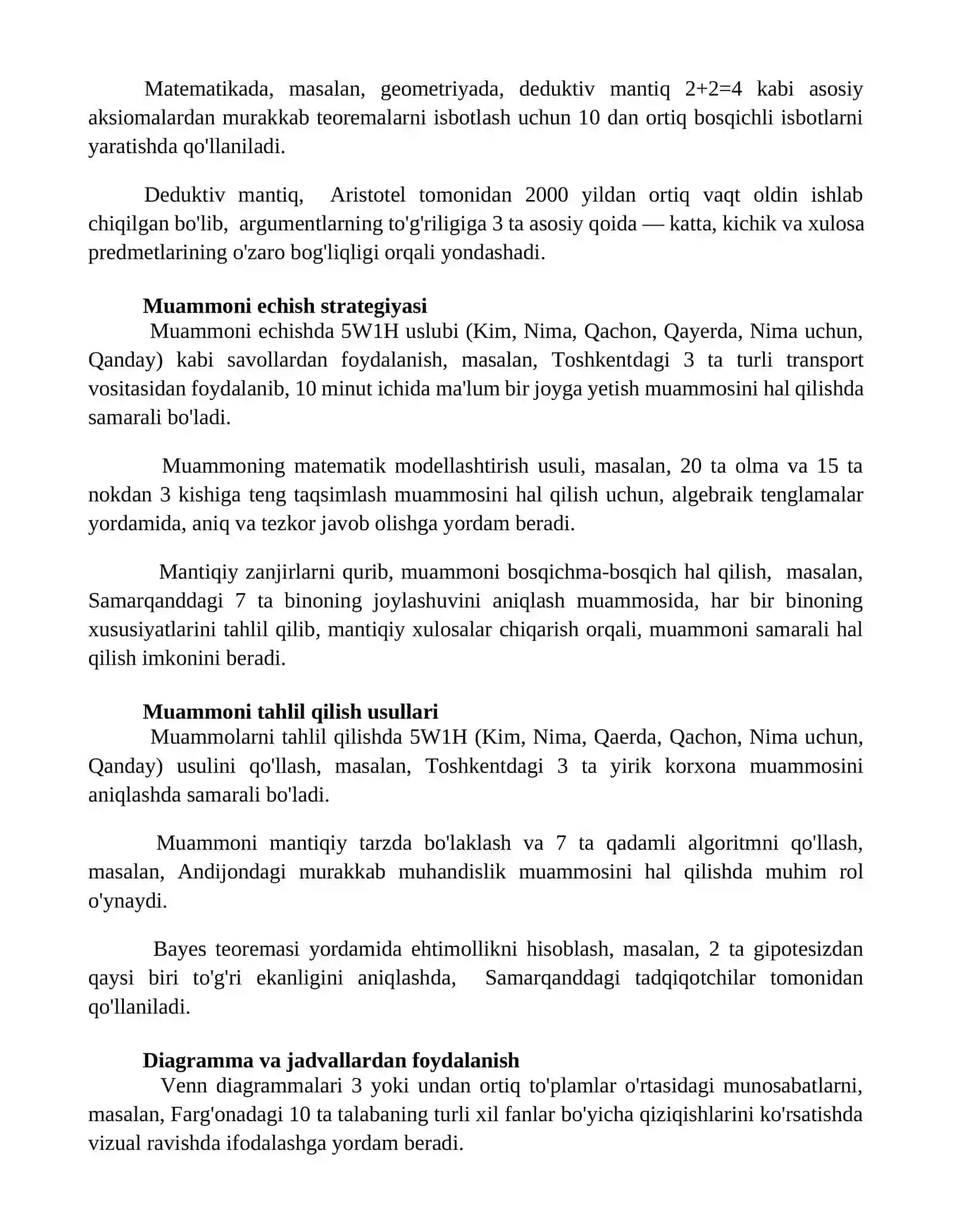 Mantiqiy fikrlashga oid masalalar ustida ishlash 3