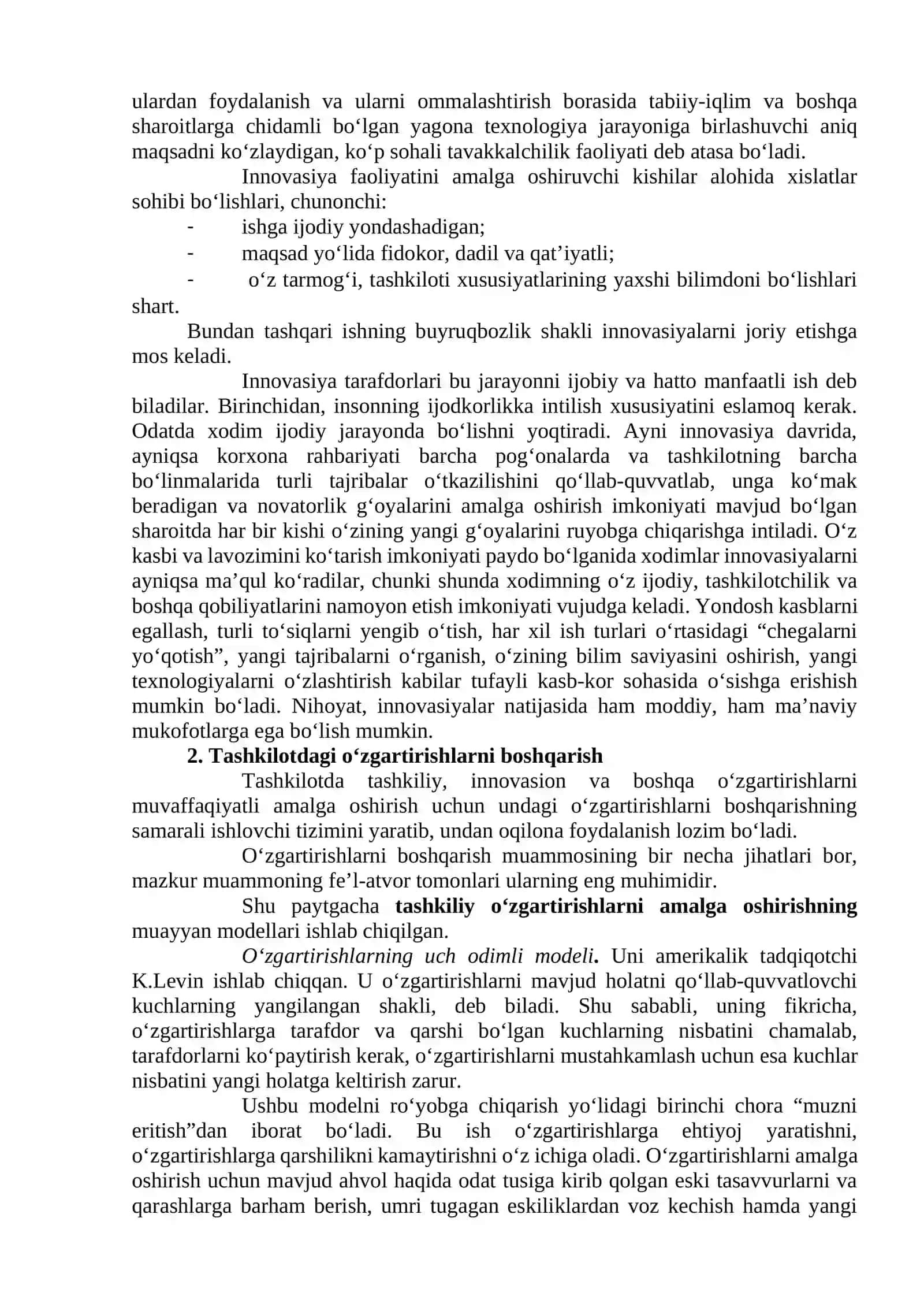 Tashkiliy va innovasion o‘zgartirishlar sohasidagi xatti-harakatlar 3
