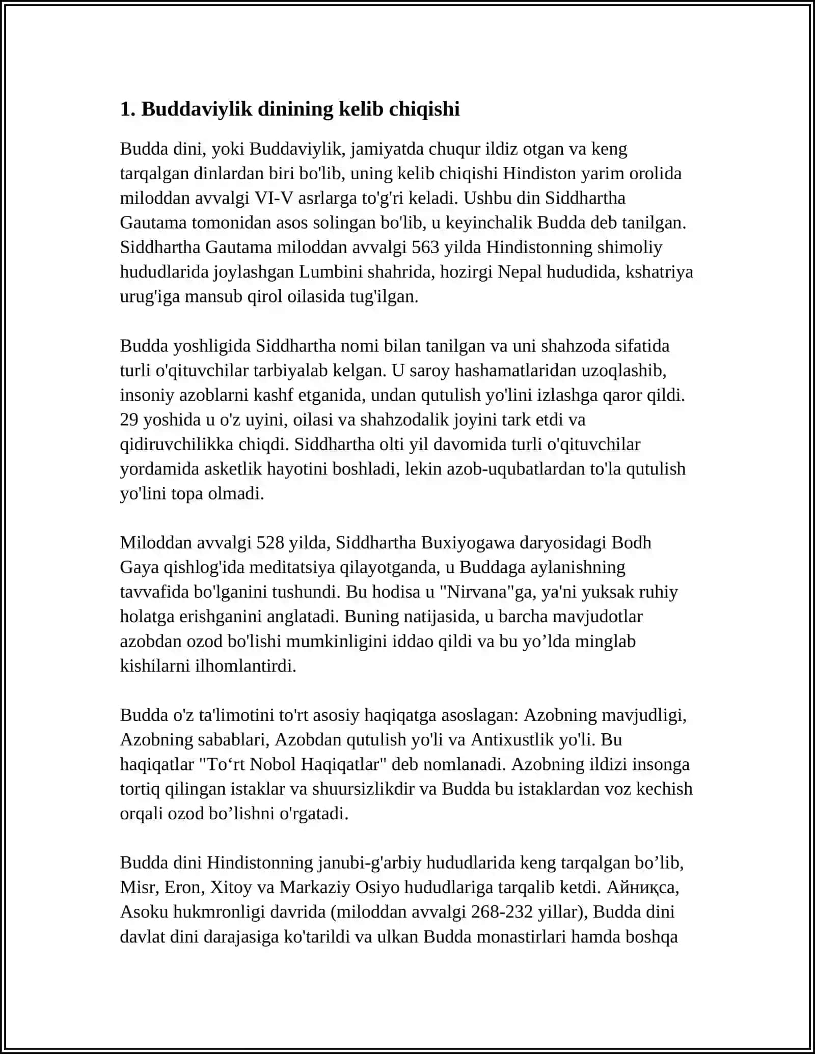 BUDDAViYLIK DININING PAYDO BO'LISHI TARIXI ASOSIY TA’LIMOTLAR OQIMLARI MANBALARI 3