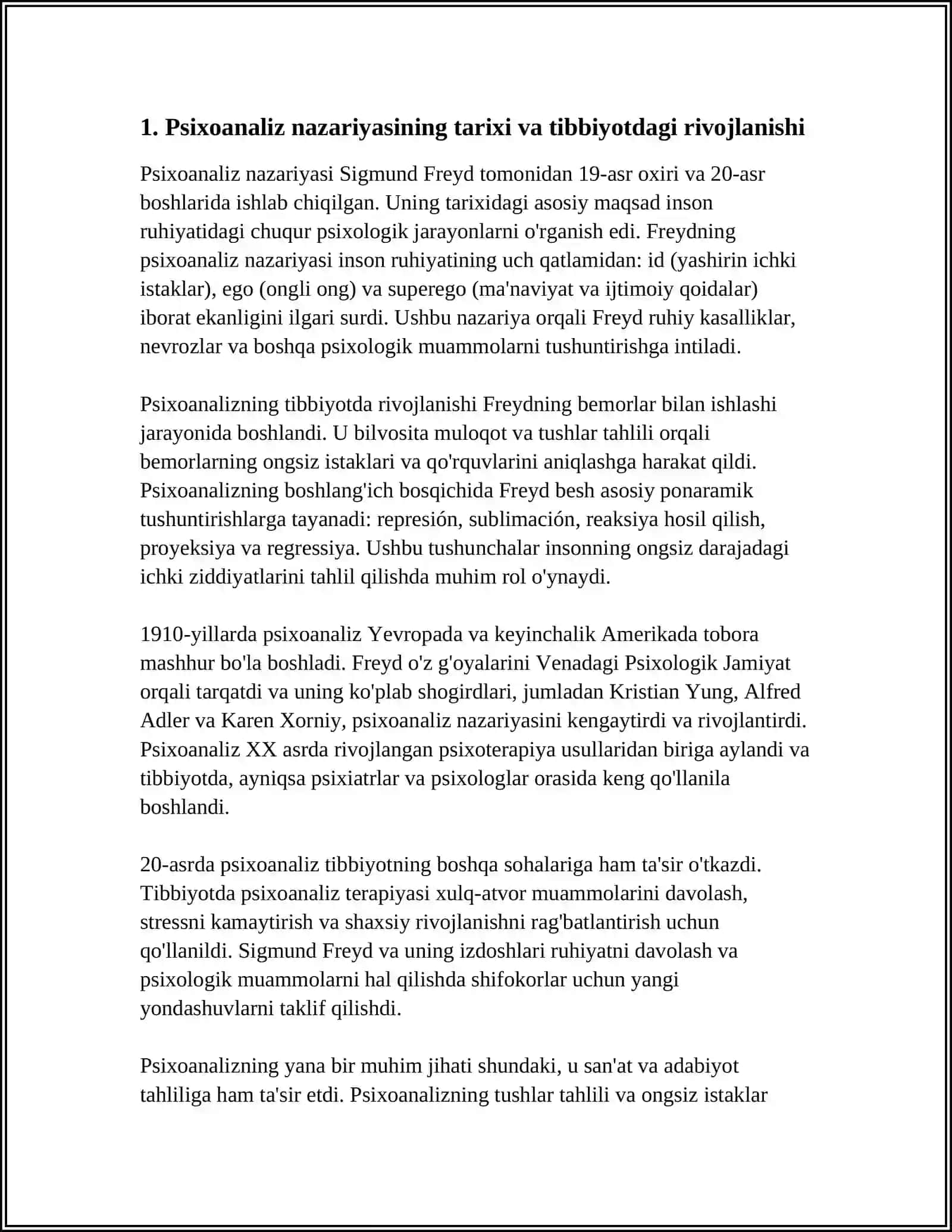 PSIXOANALIZ TA'LIMOTI VA UNING TIBBIYOTDAGI O'RNI 3