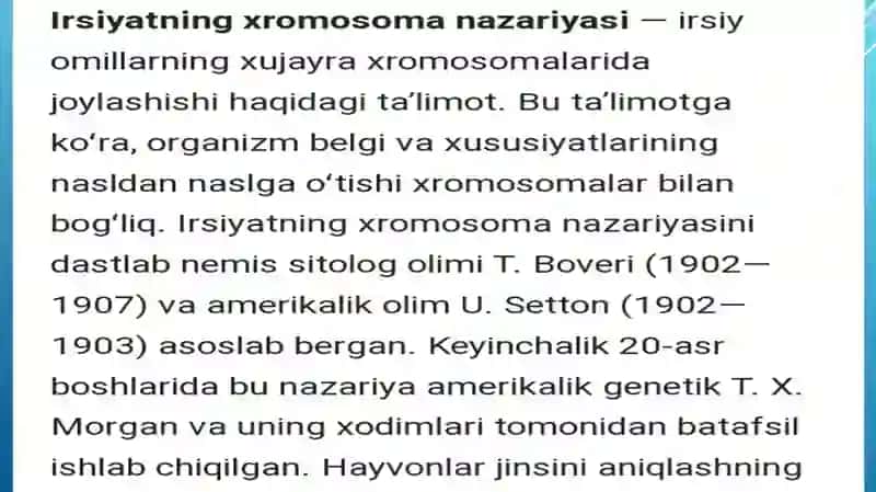 Irsiyatning xromosoma nazariyasi 3