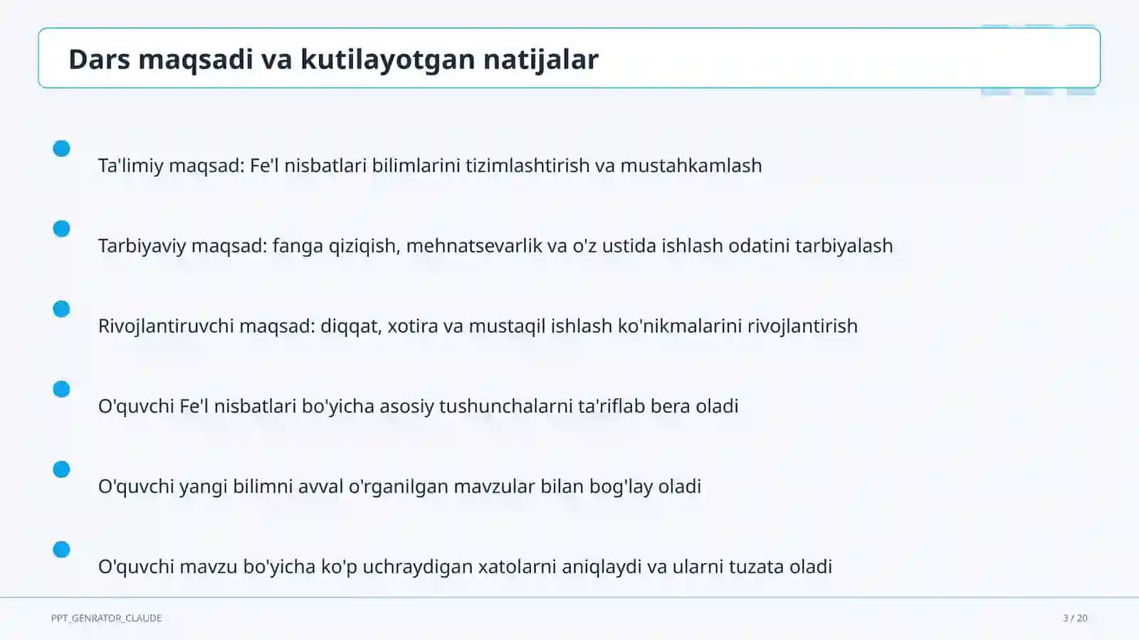 Fe'l nisbatlari (7-sinf) 3