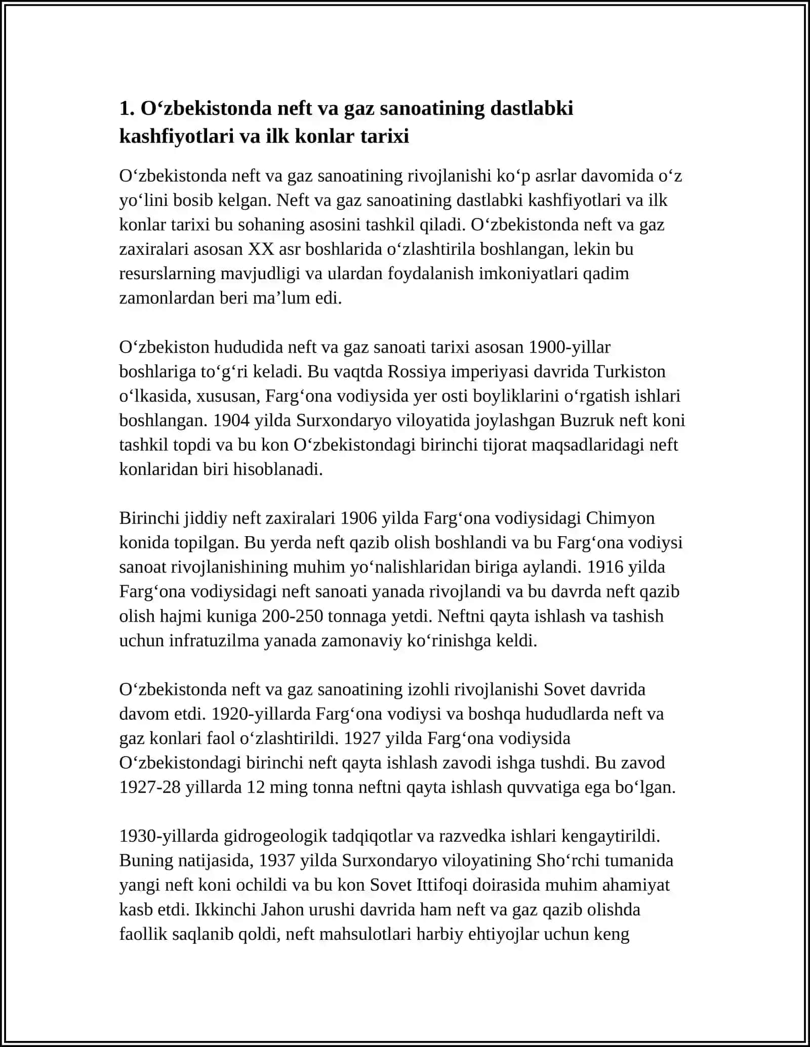 ÔZBEKISTONDA NEFT VA GAZ SANOATI RIVOJLANISH TARIXI VA ISTIQBOLLARI 3