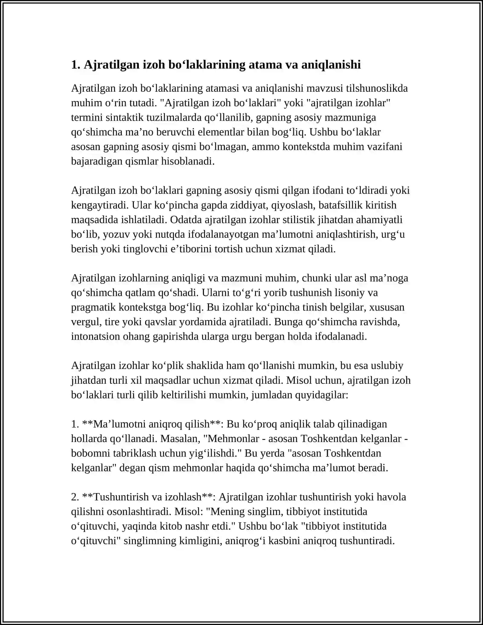 AJRATILGAN IZOH BO'LAKLARNING USLUBIY XUSUSIYATLARI 3
