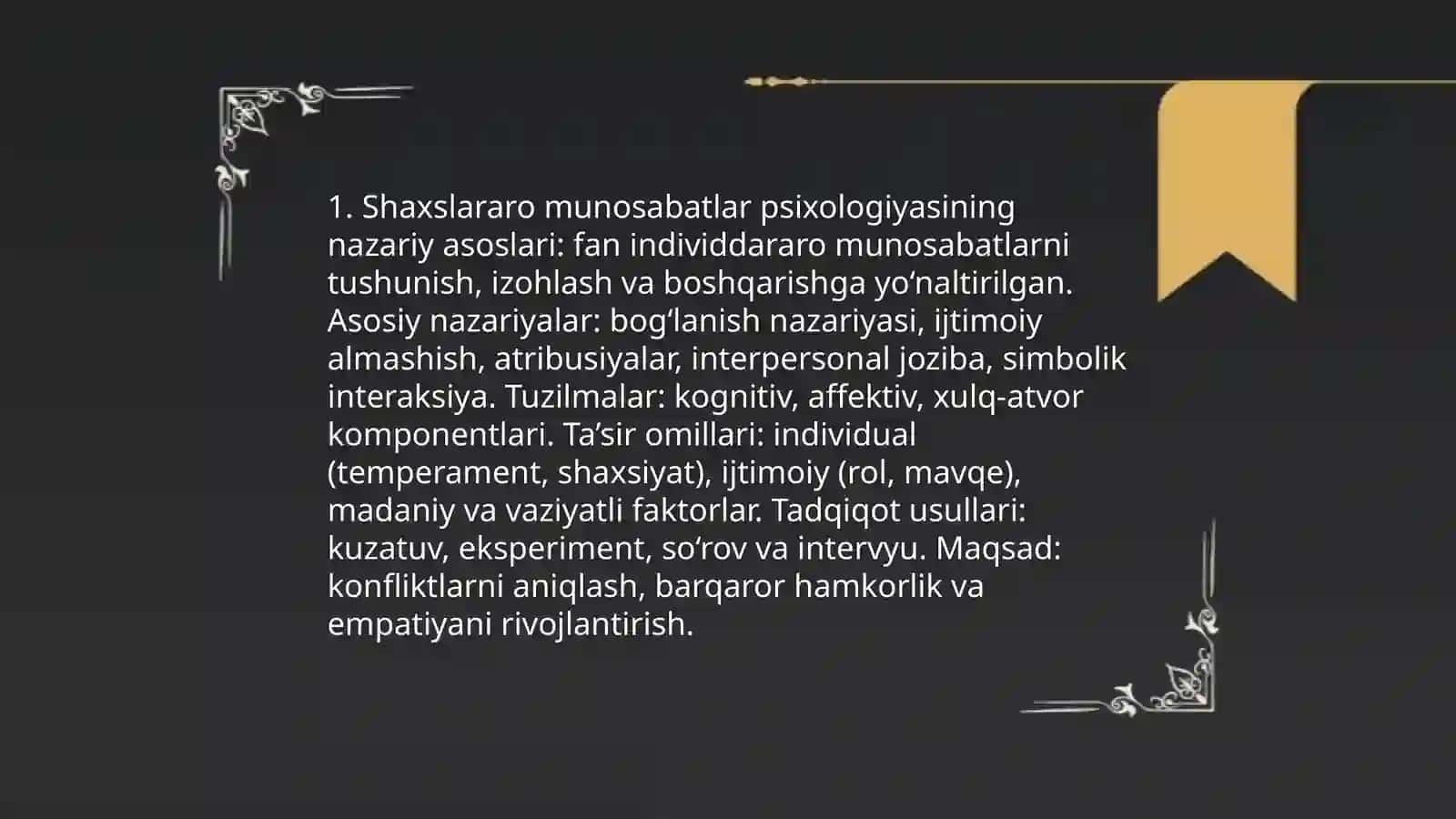 Shaxslaroro munosabatlar pisixologiyasi 3