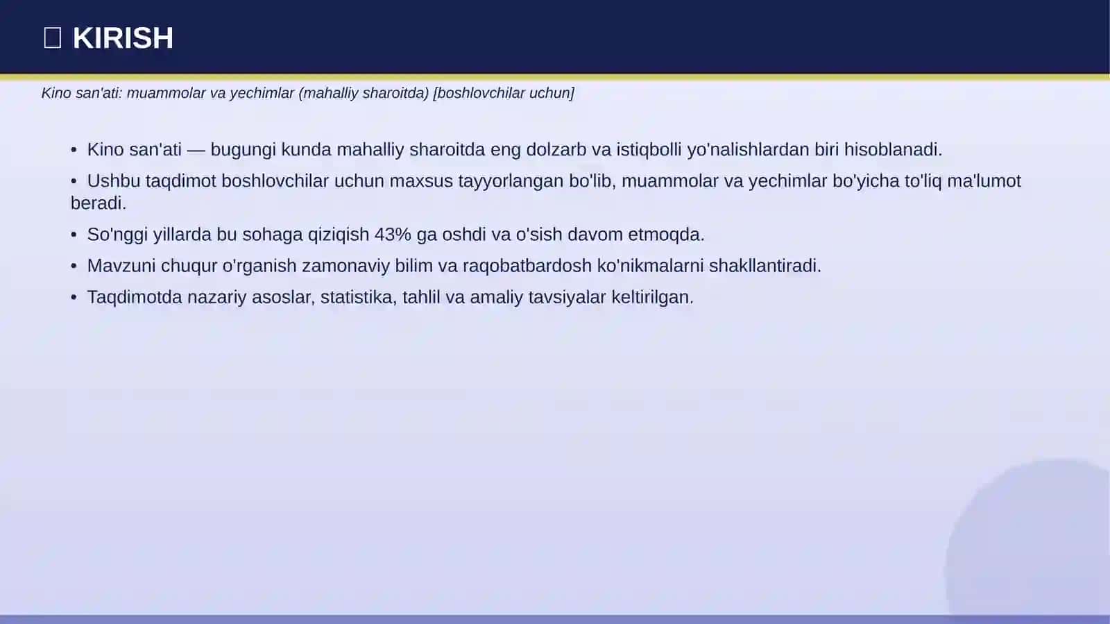 KINO SAN'ATI: MUAMMOLAR VA YECHIMLAR 3