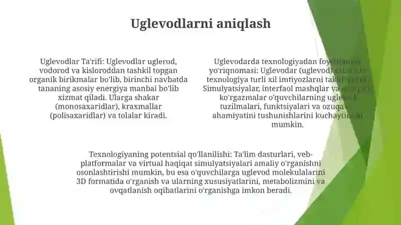 Uglevodar Mavzusini O'Qitishda Axborot Texnologiyalaridan Foydalanish 3